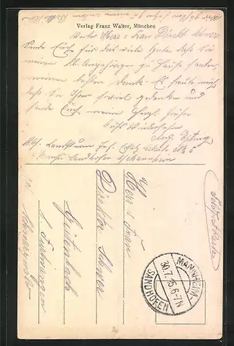 AK Mannheim, Gebäude der Innenstadt mit Turm