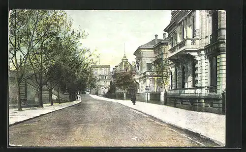 AK Mannheim, Schlossstrasse mit Lindenhof-Überführung