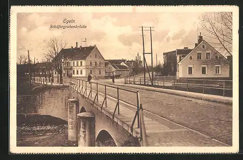 AK Egeln, Schäfergrabenbrücke mit Gasthof