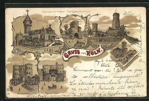 Lithographie Köln, Cafe-Restaurant Ulrepforte, Alte Bottmühle, Eigelsteinthor