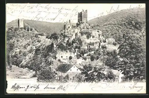 AK Manderscheid, Blick auf Burgruinen