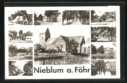 AK Nieblum a. Föhr, Dorfpartien und Dorfkirche