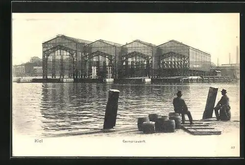 AK Kiel, Hafenarbeiter vor Germaniawerft