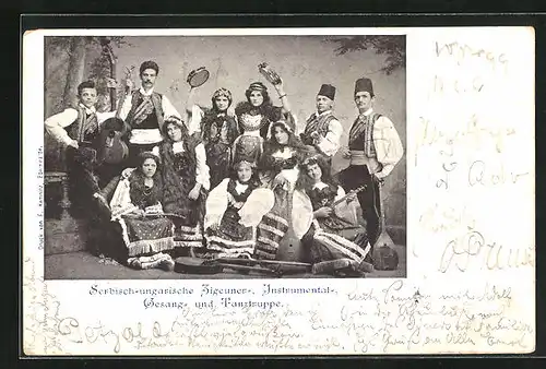 AK Serbisch-ungarische Zigeuner-, Instrumental-, Gesang- und Tanztruppe