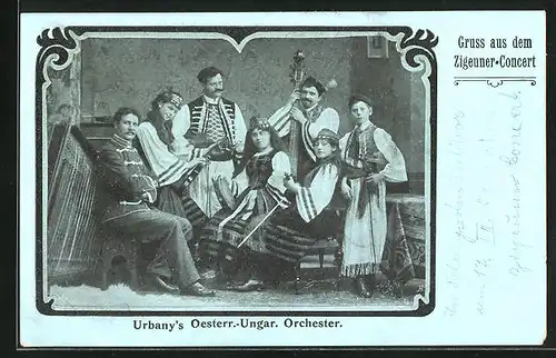 AK Urbany`s Oesterr.-Ungar. Orchester mit Instrumenten, Trachtenkapelle