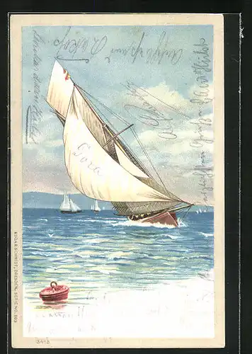 Präge-AK Segelschiff bei ruhiger See