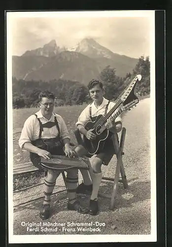 AK Original Münchner Schrammel-Duo Ferdl Schmid u. Franz Weinbeck