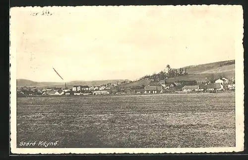 AK Stará Kdyne, Panorama mit Kirche