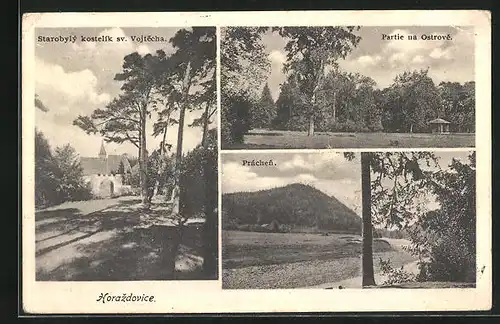 AK Horazdovice, Starobyly kostelik sv. Vojtecha, Partie na Ostrove, Prachen