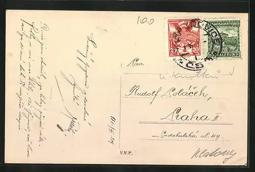 AK Horazdovice, Teilansicht mit Kirche