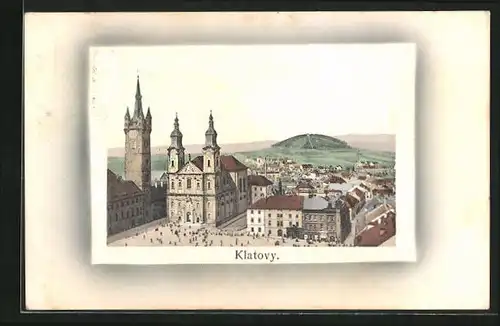 Präge-AK Klatovy, Platz mit Kirche