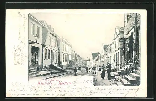 AK Neustadt i. Holst., Brückstrasse mit Geschäften