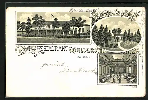 Lithographie Neu-Wohltorf, Restaurant Waldgrotte