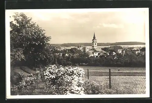 AK Dobruska, Ortsansicht aus der Vogelschau