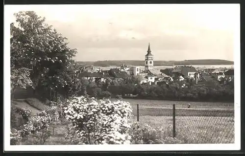 AK Dobruska / Gutenfeld, Ortsansicht mit Kirche