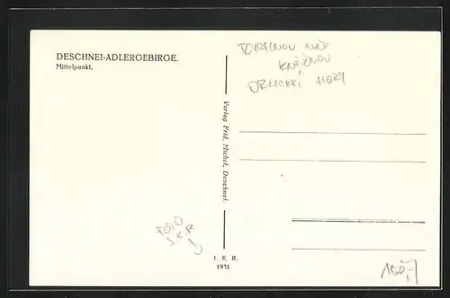 AK Deschney / Adlergebirge, Ortsansicht aus der Vogelschau