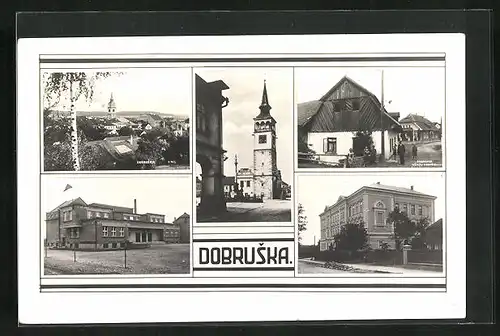 AK Dobruska, Ortsansicht, Strassenpartie, Blick zur Kirche