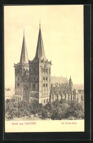 AK Xanten, St. Victor-Dom aus der Vogelschau