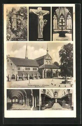 AK Maulbronn, Zisterzienser-Kloster mit Brunnenkapelle, Kruzifix, Laienrefektorium und Chorgestühl