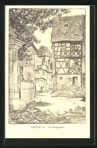 AK Wimpfen a. N., Schwibbogengasse