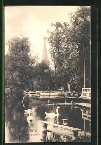 AK Eutin, Stadtbucht, Blick zur Kirche