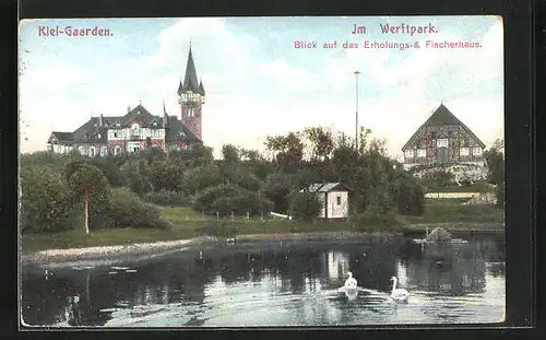 AK Kiel-Gaarden, Werftpark, Blick auf das Erholungs- und Fischerhaus