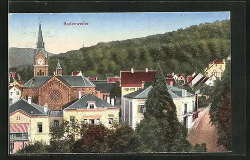 AK Badenweiler, Ortspartie mit Kirche