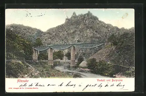 AK Altenahr, Viadukt und Burgruine