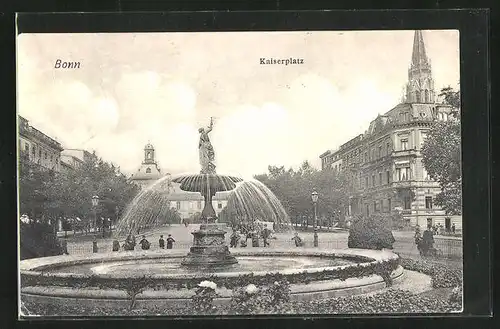 AK Bonn, Kaiserplatz mit Wasserspielen