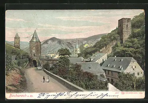 AK Bacharach a. Rh., Ortspartie, Blick zur Kirche