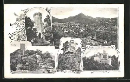 AK Annweiler, Rehberg, Trifels, Anebos und Madenburg, Ortsansicht