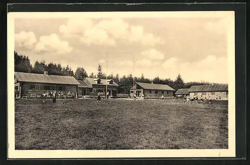 AK Trhová Kamenice, Gebäude am Waldrand