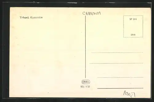 AK Trhová Kamenice, Gebäude am Waldrand