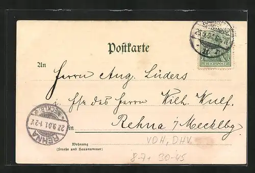 AK Vorwärts zum Siege, wir brechen uns Bahn!, 23. September 1901, Ritter mit Buch auf Pferd sitzend, VDH, DHV