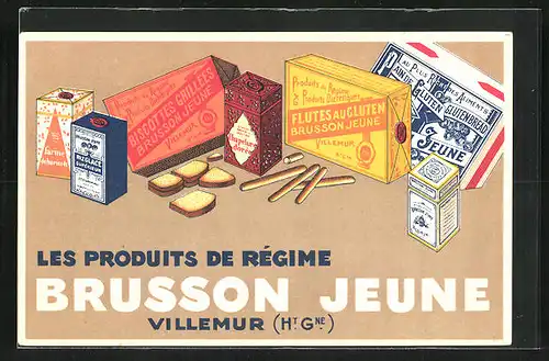 AK Les Produits de Régime Brusson Jeune Villemur, verschiedene Keks-Schachteln