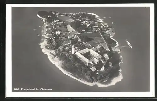 AK Fraueninsel / Chiemsee, Luftbild der Insel