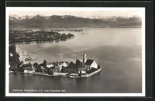 AK Wasserburg a. B., Flugzeugaufnahme der Halbinsel