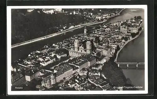 AK Passau, Stadtpanorama, orig. Fliegeraufnahme