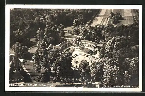 AK Bayreuth, Schloss Eremitage, orig. Fliegeraufnahme