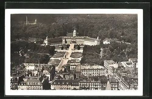 AK Karlsruhe, Schloss mit Umgebung, Luftaufnahme