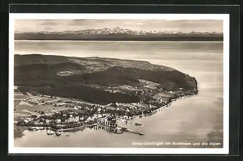 AK Unter-Uhldingen / Bodensee, Totale mit Alpen