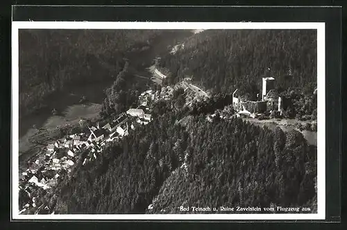 AK Bad Teinach, Ruine Zavelstein mit Umgebung vom Flugzeug aus gesehen