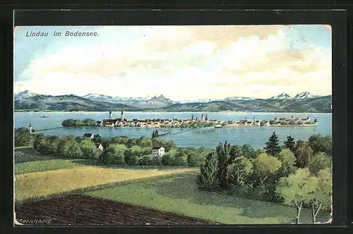 Künstler-AK Lindau / Bodensee, Gesamtansicht