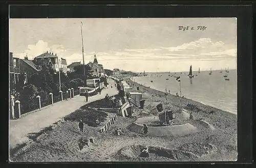 AK Wyk / Föhr, Strand und Promenade