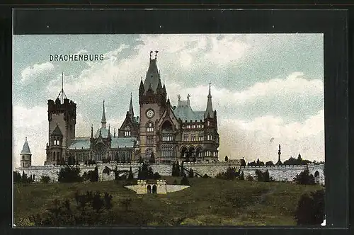 AK Königswinter, Blick zur Drachenburg