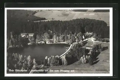 AK Bad Wörishofen, Sonnenbüchl mit See vom Flugzeug gesehen