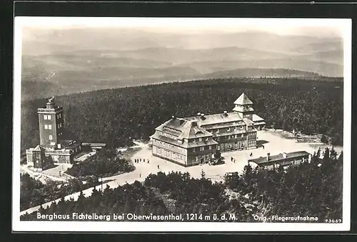 AK Oberwiesenthal, Berghaus Fichtelberg, orig. Fliegeraufnahme