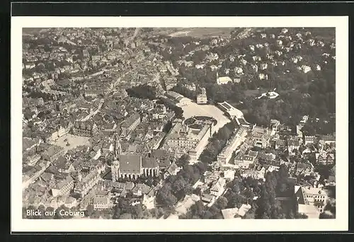 AK Coburg, Luftbild der Stadt