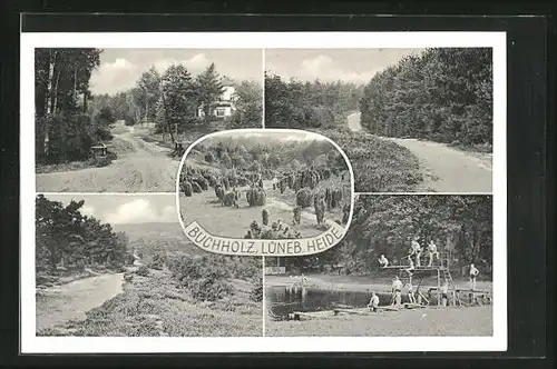 AK Buchholz / Lüneburger Heide, Schwimmbad, Waldwege, Landschaftspanorama