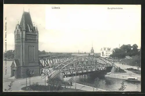 AK Lübeck, an der Burgthorbrücke